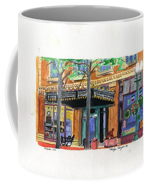 Plein Air Coffee Mug featuring the painting Carpenter Hotel-Rain by Rodger Ellingson