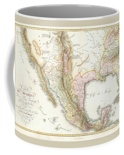 Map Coffee Mug featuring the digital art Carte du Mexique 1811 by Texas Map Store