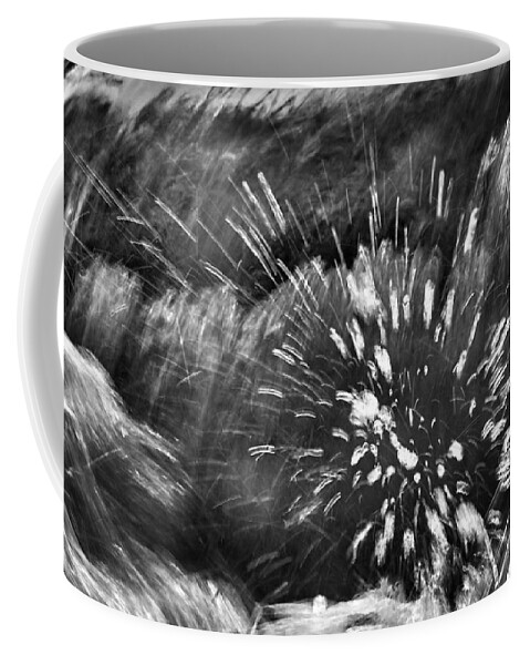 Abstract Coffee Mug featuring the photograph Cascade Abstract - Black and White by Stuart Litoff