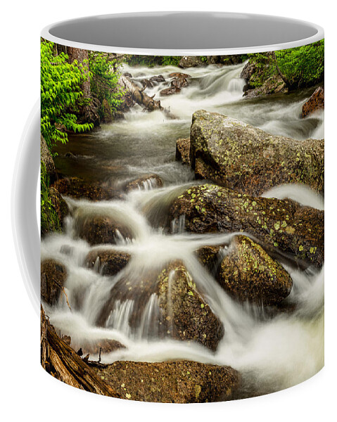 Rocky Coffee Mug featuring the photograph Cascading Water and Rocky Mountain Rocks by James BO Insogna