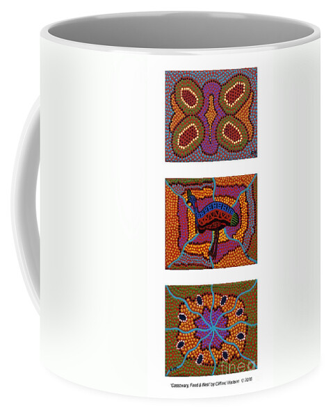 Cassowary Coffee Mug featuring the painting Cassowary - Food - Nest by Clifford Madsen