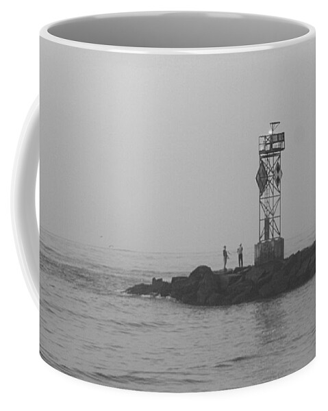 Water Coffee Mug featuring the photograph Casting At The Inlet Jetty by Robert Banach