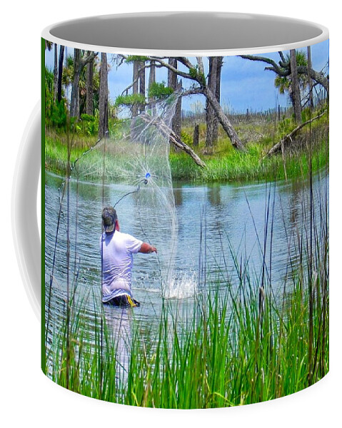 Cast Net Coffee Mug featuring the photograph Casting for Shrimp by Patricia Greer