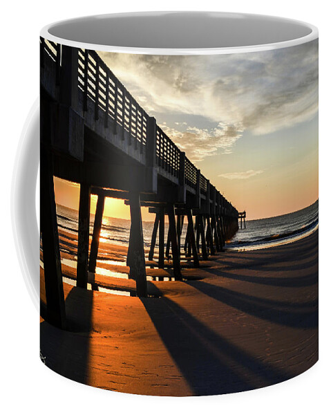 Pier Coffee Mug featuring the photograph Casting shadows by Bradley Dever