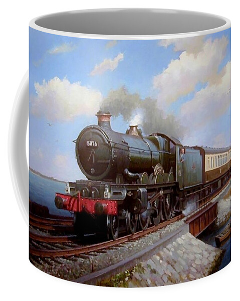 Train Coffee Mug featuring the painting Castle at Starcross by Mike Jeffries