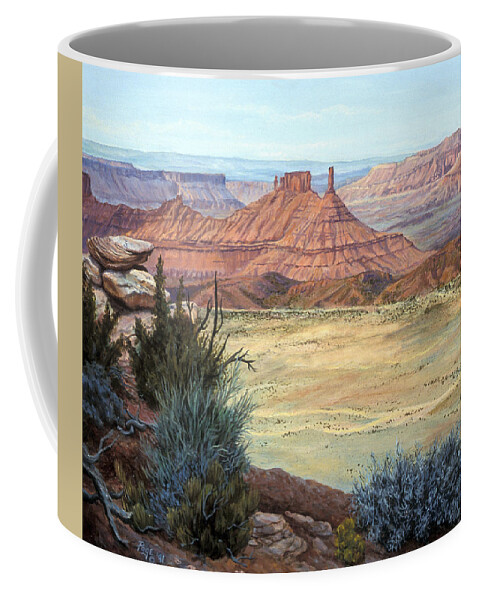 Landscape Coffee Mug featuring the painting Castle Rock IV by Page Holland