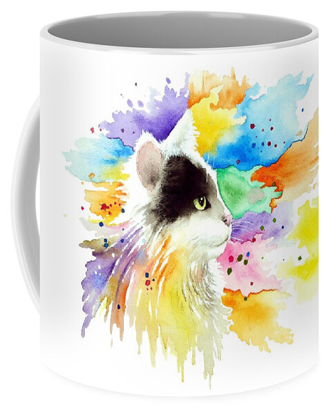 Cat Coffee Mug featuring the painting Cat 605 by Lucie Dumas