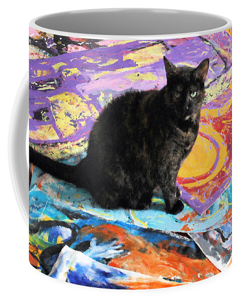 Cat Coffee Mug featuring the photograph Cat Art Lover by Sandy DeLuca