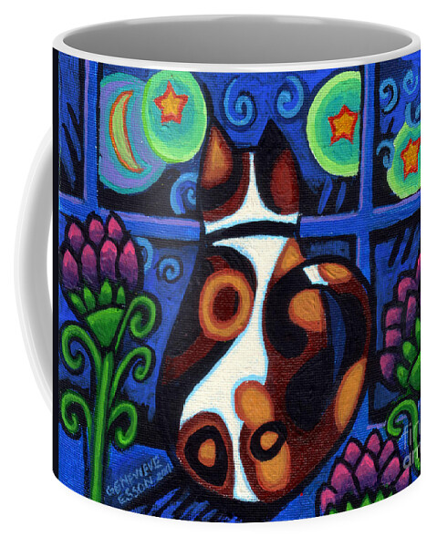 Cat Coffee Mug featuring the painting Cat At Window by Genevieve Esson