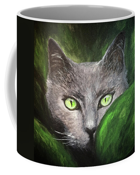 Cat Coffee Mug featuring the painting Cat Eyes by Michelle Pier