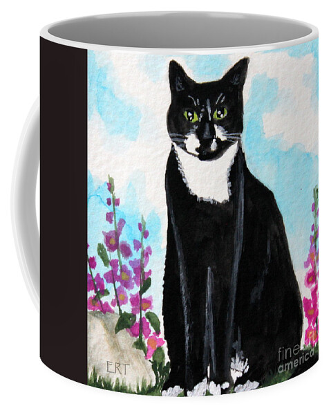 Cat Coffee Mug featuring the painting Cat in the Garden by Elizabeth Robinette Tyndall