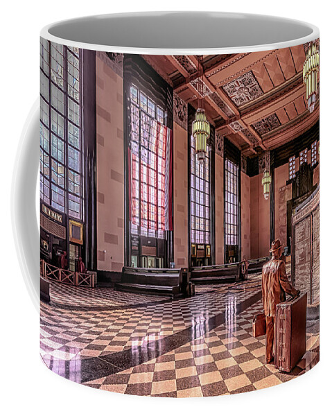 Union Station Coffee Mug featuring the photograph Catching the Train by Susan Rissi Tregoning