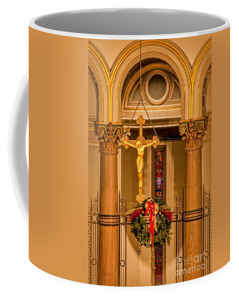 Cathedral Of The Sacred Heart Crucifix Coffee Mug featuring the photograph Cathedral of the Sacred Heart Crucifix by Jemmy Archer