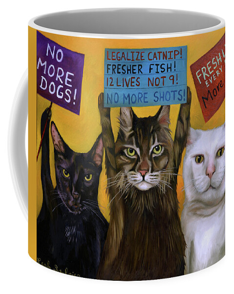 Cats Coffee Mug featuring the painting Cats On Strike 2 by Leah Saulnier The Painting Maniac