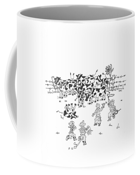 Stonefileld Coffee Mug featuring the drawing Cattle Rustlers by Mary Ellen Mueller Legault