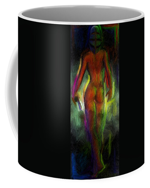 Female Nude Coffee Mug featuring the digital art Catwalk Into the Light by Caito Junqueira