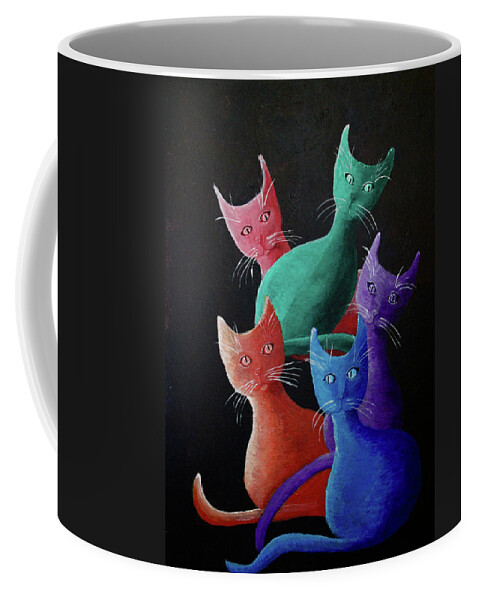 Cats Coffee Mug featuring the painting Catz Catz Catz by April Burton