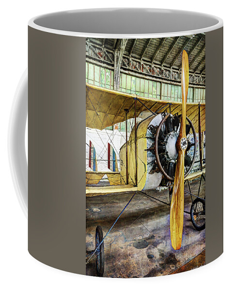 Caudron G3 Coffee Mug featuring the photograph Caudron G3 Propeller and Cockpit - Vintage by Weston Westmoreland