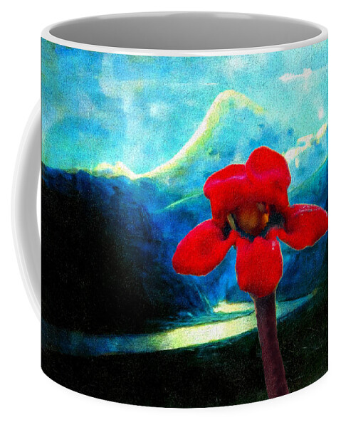 Red Flower Coffee Mug featuring the photograph Caucasus Love Flower I by Anastasia Savage Ealy