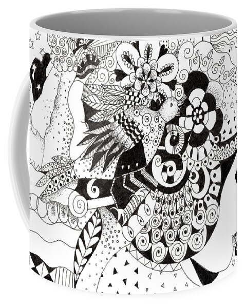 Black And White Ink Drawing Coffee Mug featuring the drawing Ceilings and Floors 1 by Helena Tiainen