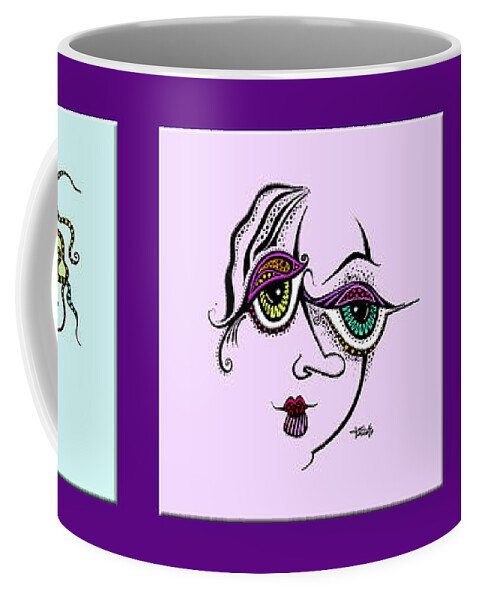 Color Added To Black And White Drawing Of Girl Coffee Mug featuring the digital art Celebrate Diversity by Tanielle Childers