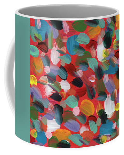 Abstract Coffee Mug featuring the painting Celebration Day- Art by Linda Woods by Linda Woods