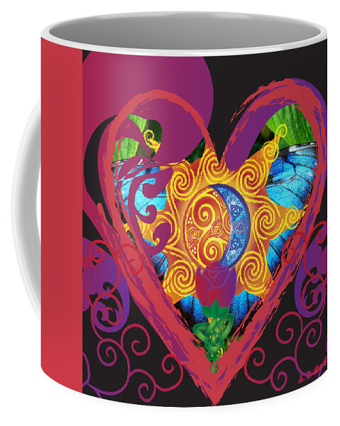 Sun Coffee Mug featuring the digital art Celtic Eclipse of the Heart Close-up by Celtic Artist Angela Dawn MacKay