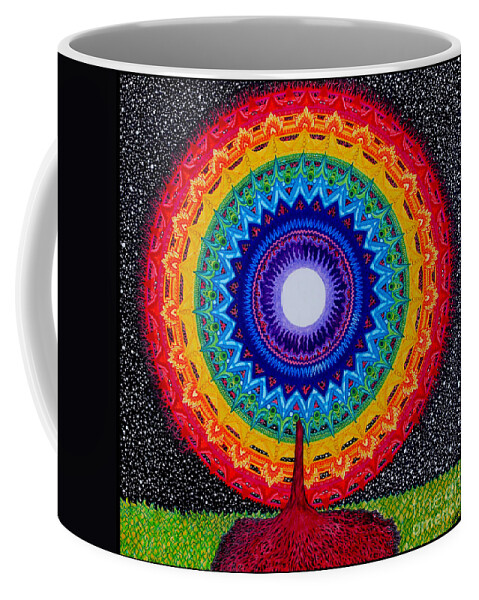 Chakra Coffee Mug featuring the drawing Chakra Tree of Life by Baruska A Michalcikova