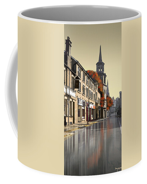 Lancaster Coffee Mug featuring the digital art Chapel Street Reflection by Joe Tamassy