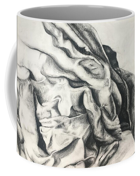 Charcoal Fabric Folds Drawing Coffee Mug