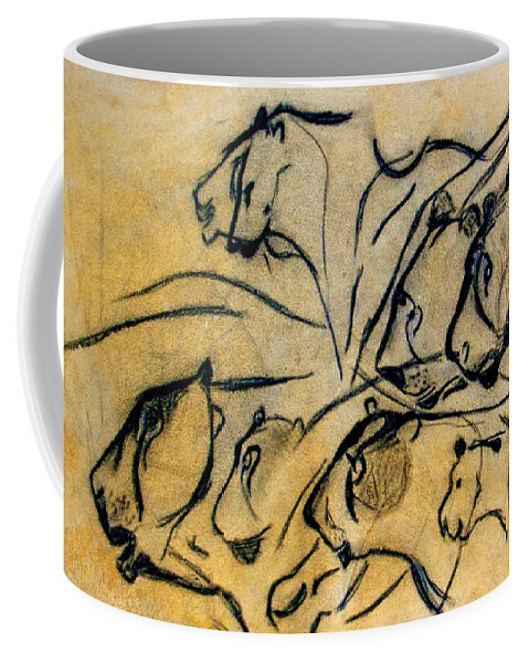 Chauvet Cave Lions Coffee Mug featuring the photograph chauvet cave lions Clear by Weston Westmoreland