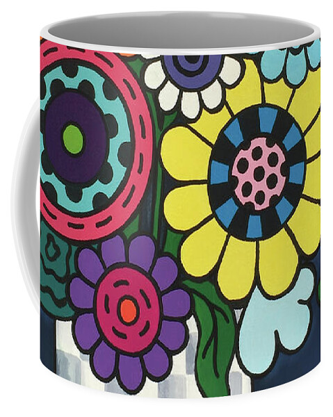 Flowers Coffee Mug featuring the painting Checkered Bouquet by Beth Ann Scott