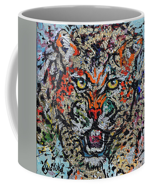 Cheetah Coffee Mug featuring the painting Cheetah Attack by Jyotika Shroff