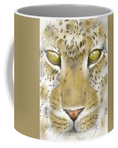 Face Coffee Mug featuring the digital art Cheetah face by Darren Cannell