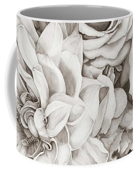 Roses Coffee Mug featuring the digital art Chelsea's Bouquet - Neutral by Lori Taylor