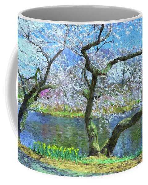 Cherry Blossoms Coffee Mug featuring the photograph Cherry Blossom Trees of Branch Brook Park 10 by Allen Beatty