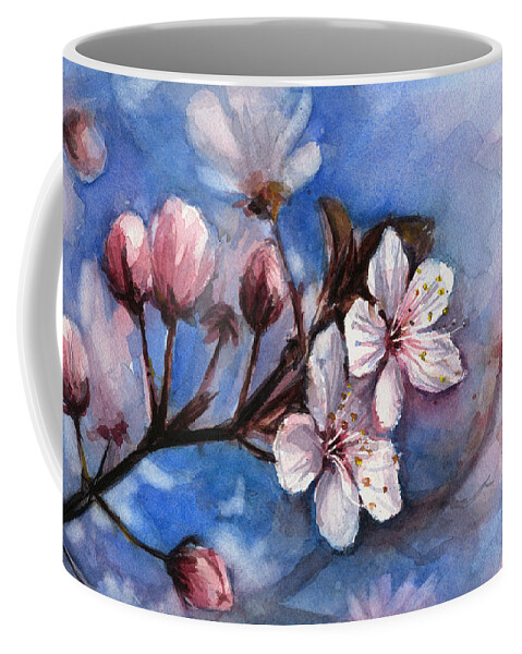 Spring Coffee Mug featuring the painting Cherry Blossoms by Olga Shvartsur