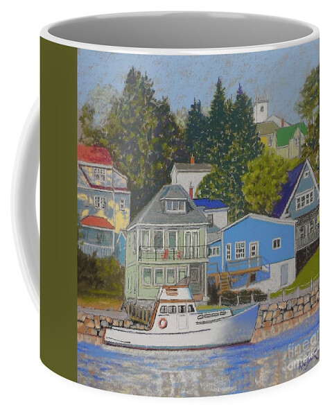 Harbour Coffee Mug featuring the pastel Chester front Harbour by Rae Smith PAC