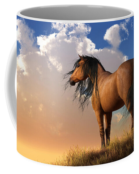 Chestnut Coffee Mug featuring the digital art Chestnut Horse by Daniel Eskridge
