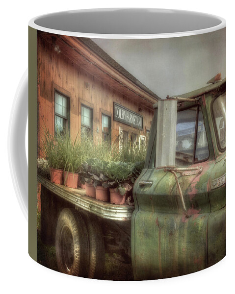 Antique Truck Coffee Mug featuring the photograph Chevy C 30 Pickup Truck - Colby Farm by Joann Vitali