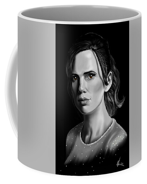 Hayley Coffee Mug featuring the digital art Chiaroscuro and a Beautiful Woman by Norman Klein