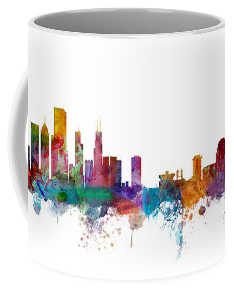 St Louis Coffee Mug featuring the digital art Chicago and St Louis Skyline Mashup by Michael Tompsett