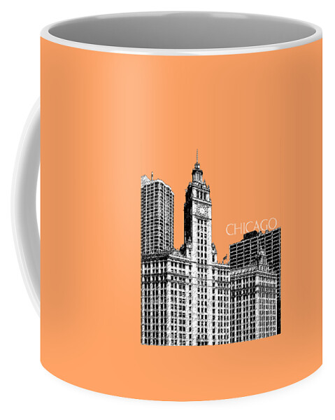 Architecture Coffee Mug featuring the digital art Chicago Wrigley Building - Salmon by DB Artist