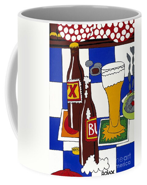 Beer Coffee Mug featuring the painting Chichis y Cervesas by Rojax Art