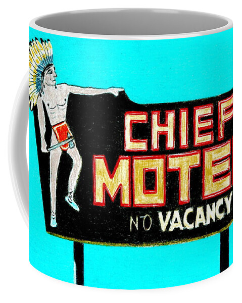Vintage Coffee Mug featuring the drawing Chief Motel by Glenda Zuckerman