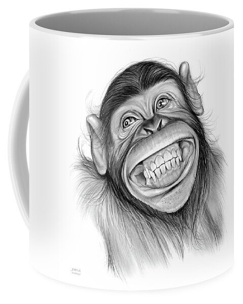Chimpanzee Coffee Mug featuring the drawing Chimpanzee by Greg Joens