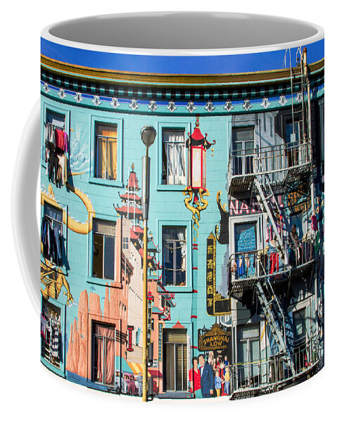 Bonnie Follett Coffee Mug featuring the photograph Chinatown Mural on Broadway by Bonnie Follett