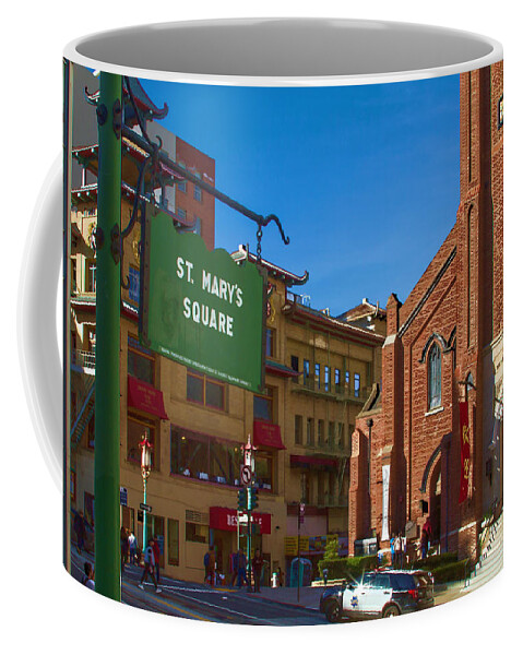 Bonnie Follett Coffee Mug featuring the photograph Chinatown View from St. Mary's Square by Bonnie Follett