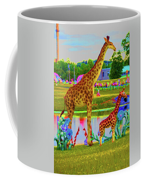 New York State Chinese Lantern Festival Coffee Mug featuring the digital art Chinese Giraffe by David Stasiak