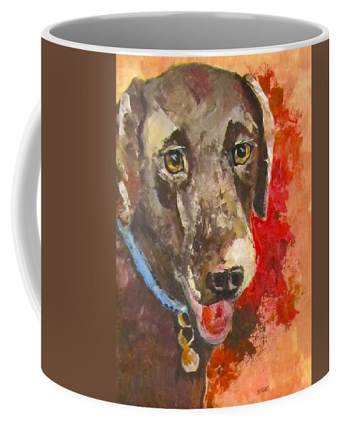 Dog Coffee Mug featuring the painting Chocolate by Barbara O'Toole